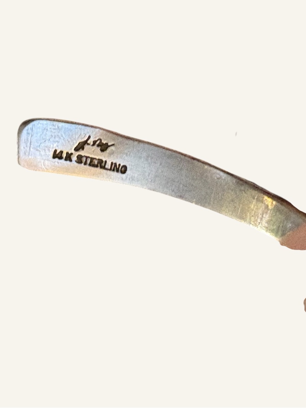 JONATHAN NEZ 14K Gold & Sterling Silver Vintage Navaho Artisan Bracelet - Picture 3 of 14